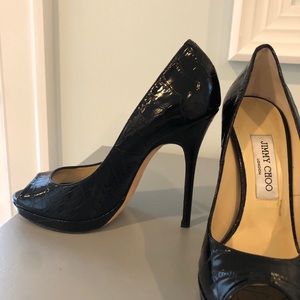 Jimmy Choo black mock croc shoes